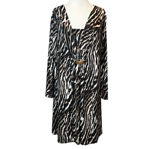 Signature Collection Ladies Plus Size A-Lime Dress Caftan Neutral Animal Print - Picture 1 of 6